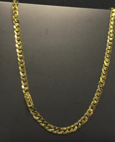 Corrente de ouro 18K masculina escama de peixe 6mm com fecho gaveta e trava. Acabamento laminado e brilho intenso.